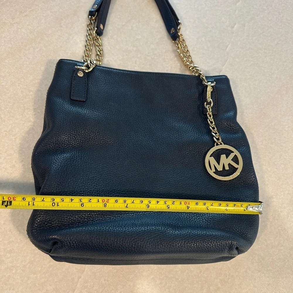 Michael Kors jet set Dark Blue Shoulder Bag with Gold Accents